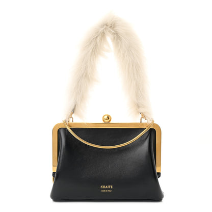 Khaite Crackle Patent Shearling Small Lilith Evening Bag Black 1 of 10