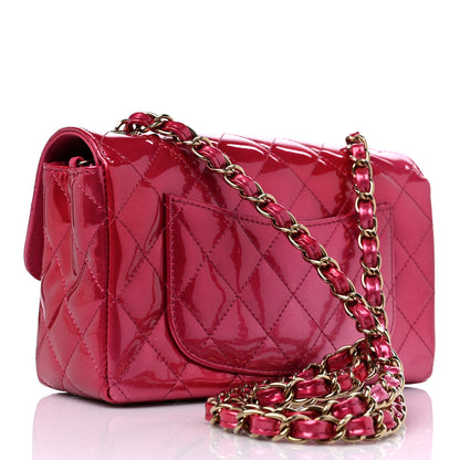 Chanel Shaded Patent Calfskin Quilted Mini Rectangular Flap Pink Dark Pink 3 of 10