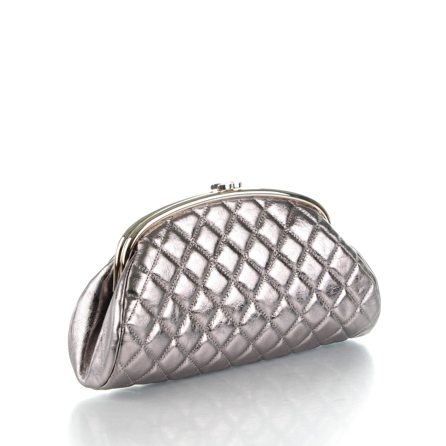 Chanel Metallic Aged Calfskin Quilted Timeless Clutch Silver 3 of 7