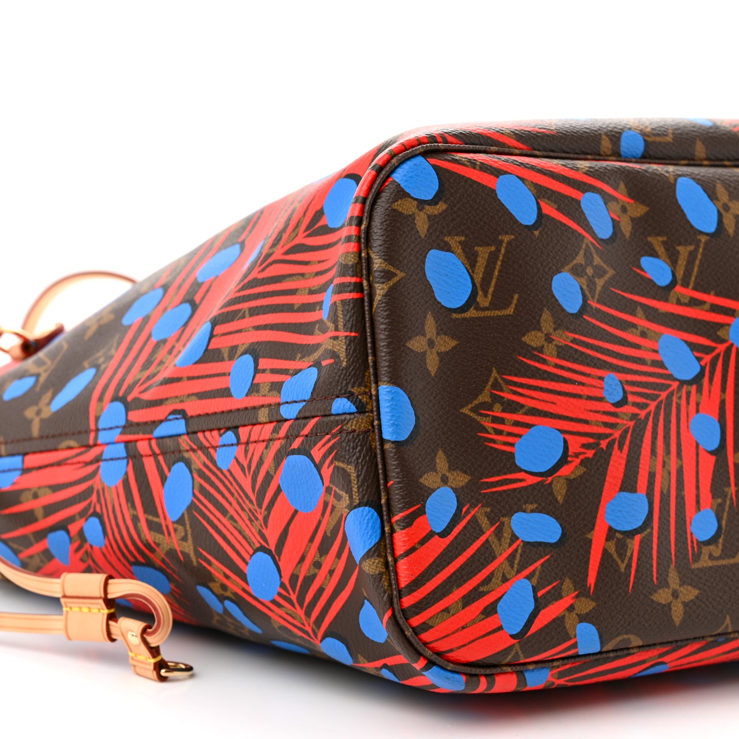 Louis Vuitton Monogram Jungle Dots Neo Neverfull MM Coquelicot Denim 9 of 10