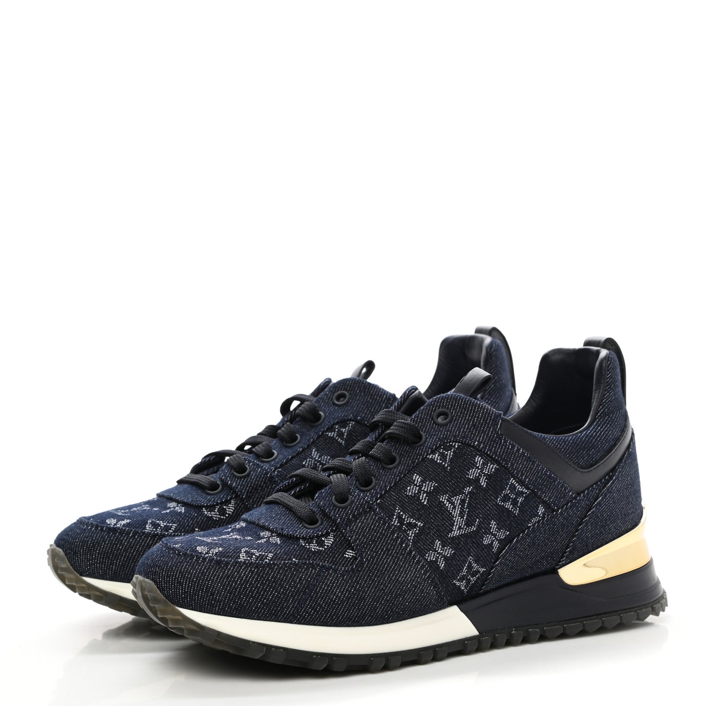 Denim Monogram Run Away Sneakers 36 Blue