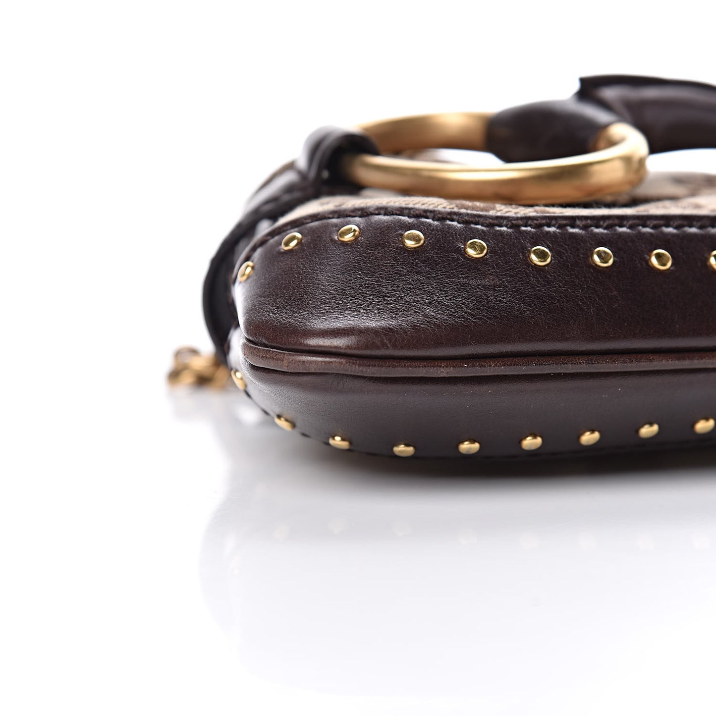 Monogram Studded Horsebit Clutch Dark Brown