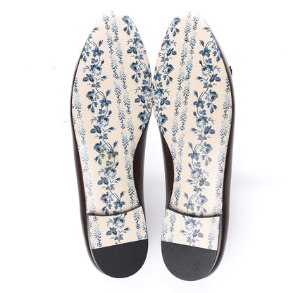 Gucci Malaga Kid Elaphe Yva Ballet Flats 42 Cocoa 5 of 9