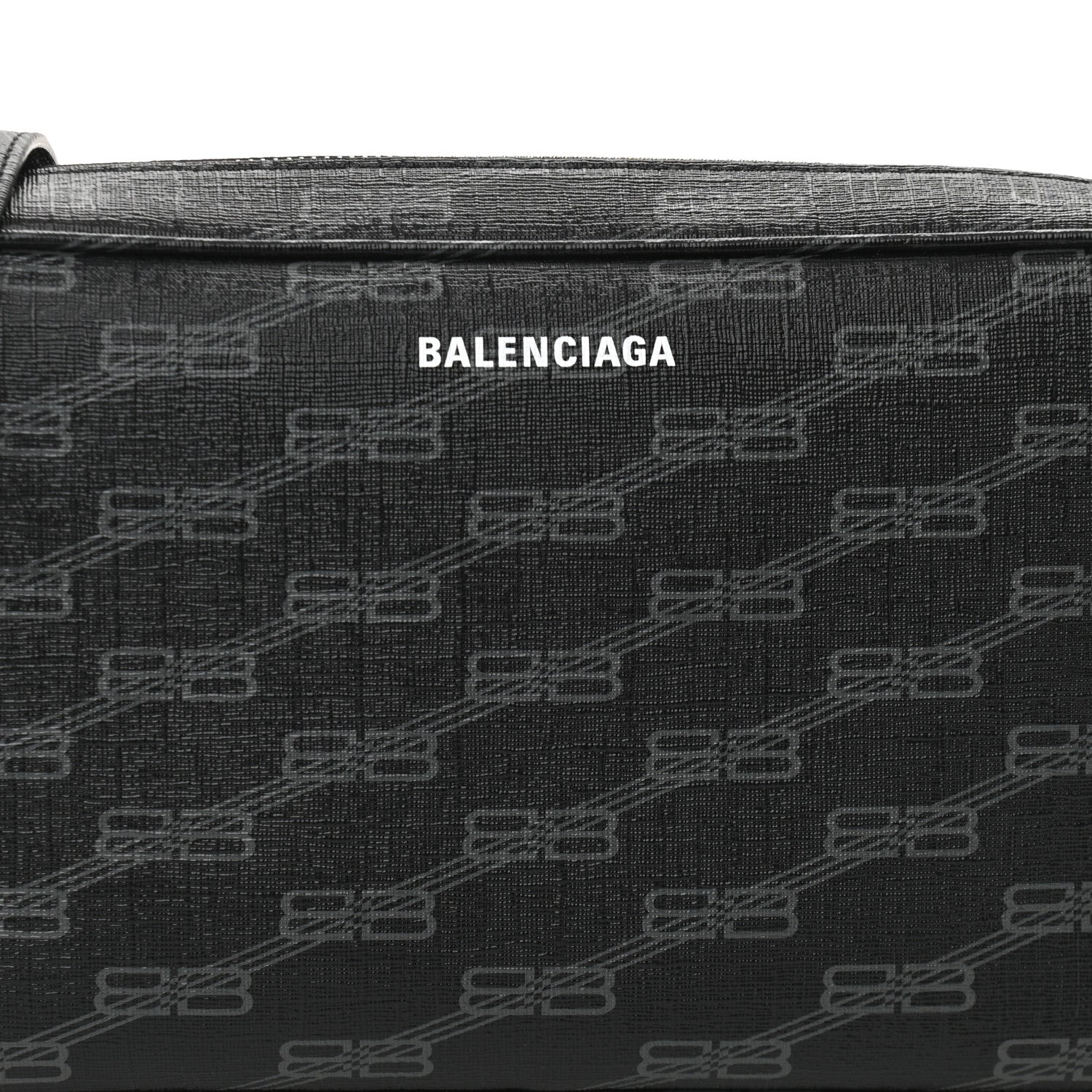 Balenciaga Coated Canvas BB Monogram Medium Signature Camera Bag Black Grey 7 of 10