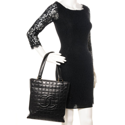Chanel Lambskin Chocolate Bar Quilted Tote Black 2 of 7