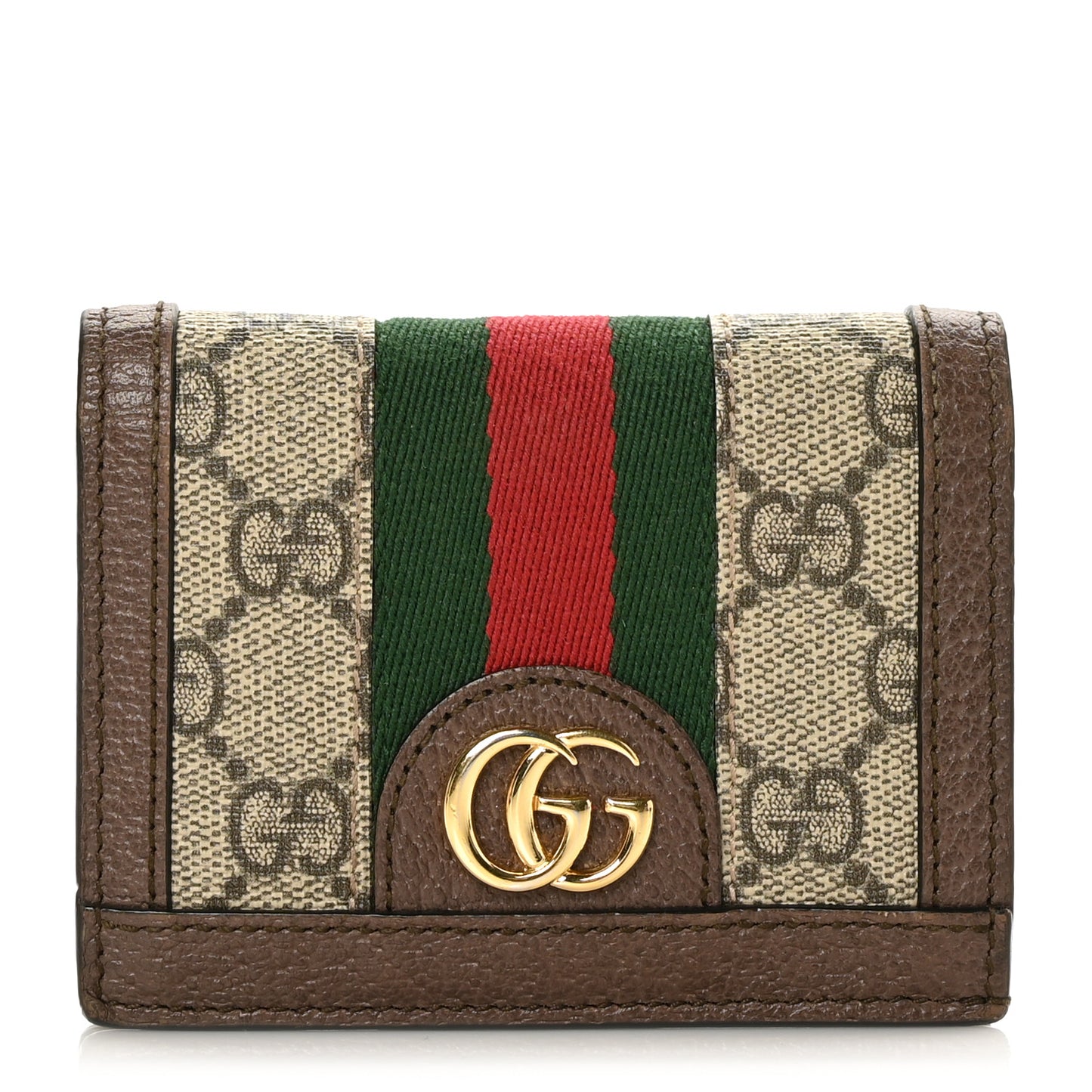 GG Supreme Monogram Web Ophidia Card Case Beige New Acero