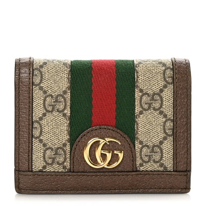Gucci GG Supreme Monogram Web Ophidia Card Case Beige New Acero 1 of 8