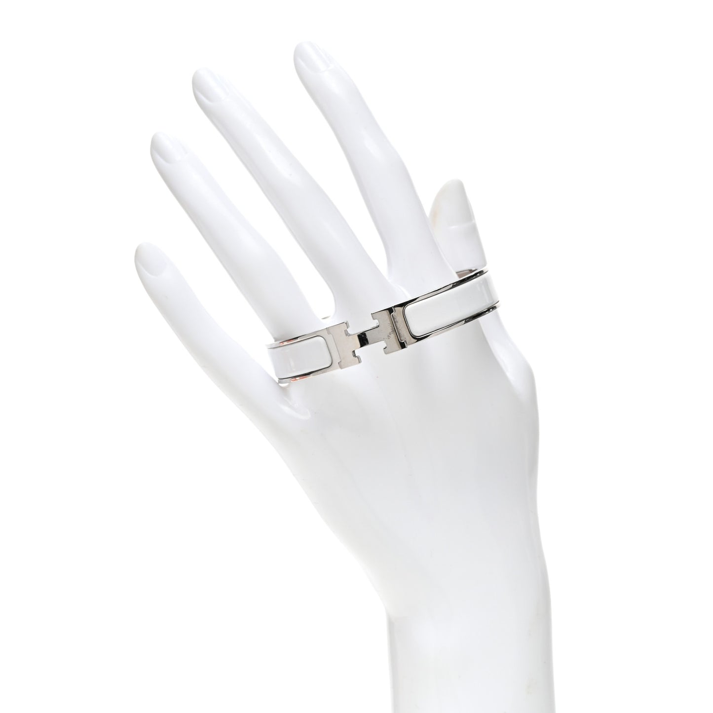 Enamel Narrow Clic Clac H Bracelet GM White