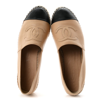 Chanel Lambskin CC Espadrilles 40 Beige Black 2 of 9