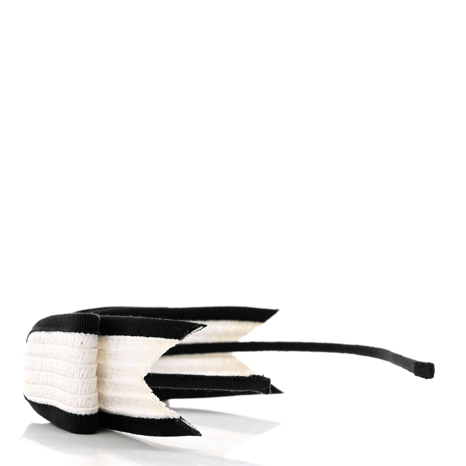 Chanel Raffia Bow CC Headband Black White 4 of 7