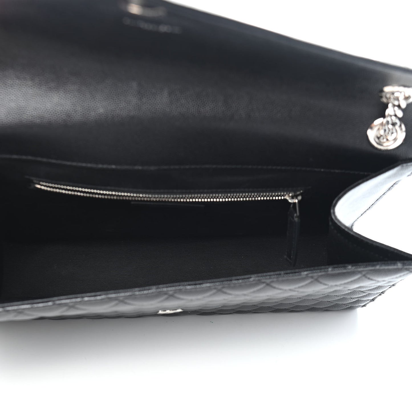 Grain De Poudre Textured Mixed Matelasse Large Triquilt Monogram Satchel Black