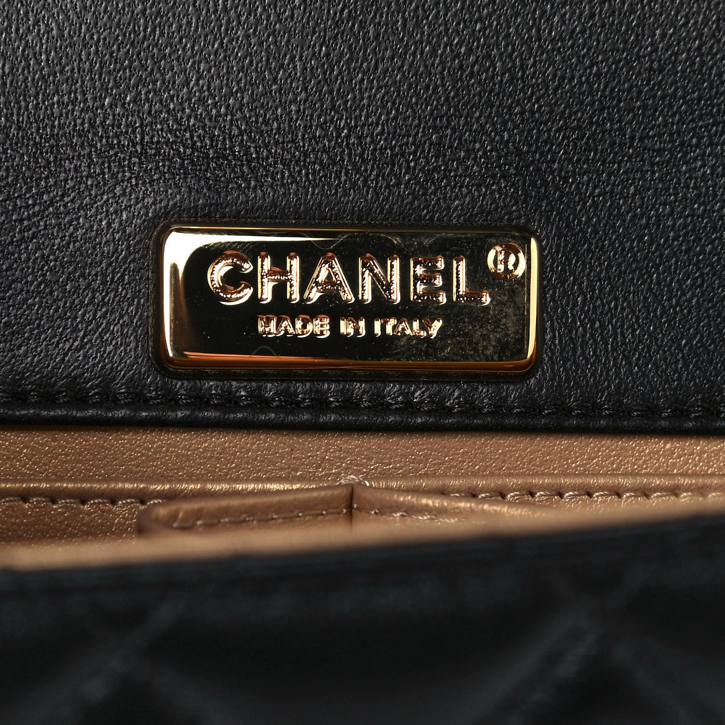 Lambskin Quilted Mini Golden Plate Flap Black