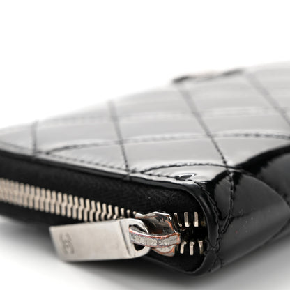 Chanel Patent Quilted Zip Around Wallet Black 10 of 11