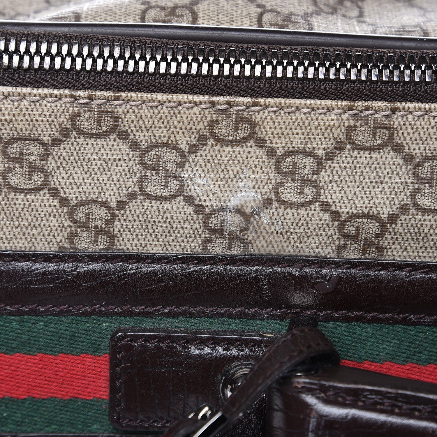 Gucci GG Plus Monogram Small Web Trolley Brown 38 of 41