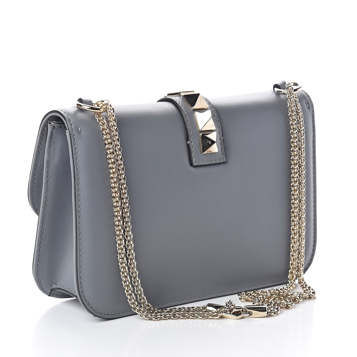 Vitello Medium Glam Lock Rockstud Flap Light Stone