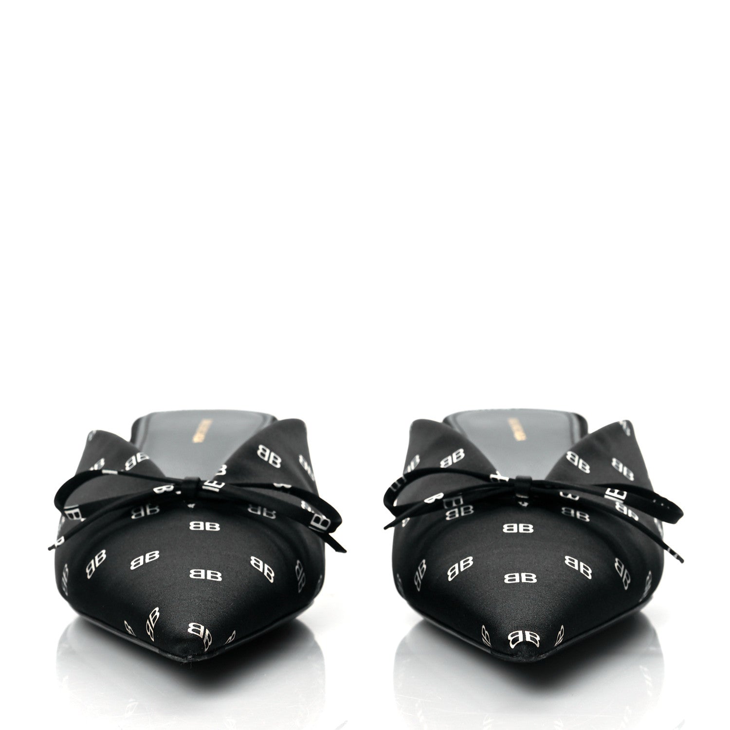Balenciaga Crepe Satin BB Printed Knife Pointed Toe 40mm Mules 38.5 Black White 2 of 9