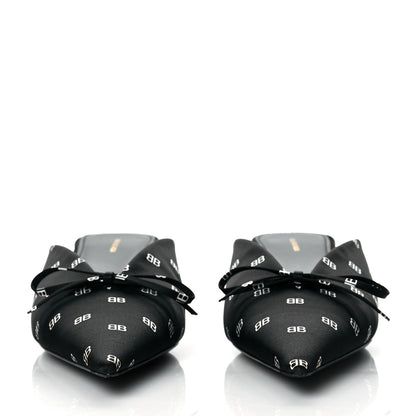 Balenciaga Crepe Satin BB Printed Knife Pointed Toe 40mm Mules 38.5 Black White 2 of 9