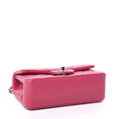 Chanel Lambskin Quilted Mini Rectangular Flap Dark Pink 3 of 9