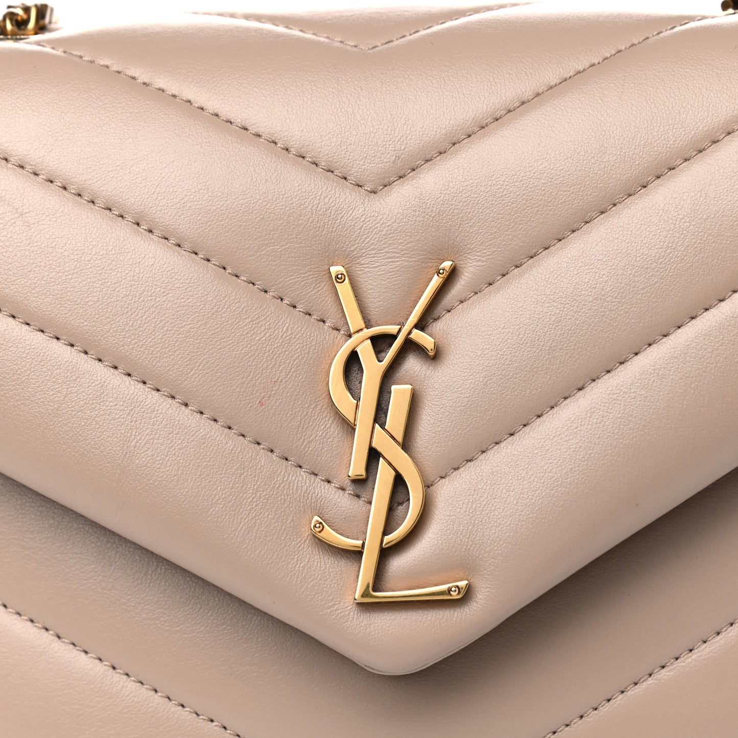Calfskin Y Quilted Monogram Small Loulou Chain Satchel Dark Beige