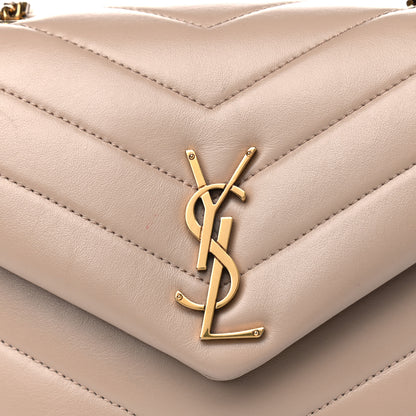 Saint Laurent Calfskin Y Quilted Monogram Small Loulou Chain Satchel Dark Beige 7 of 8