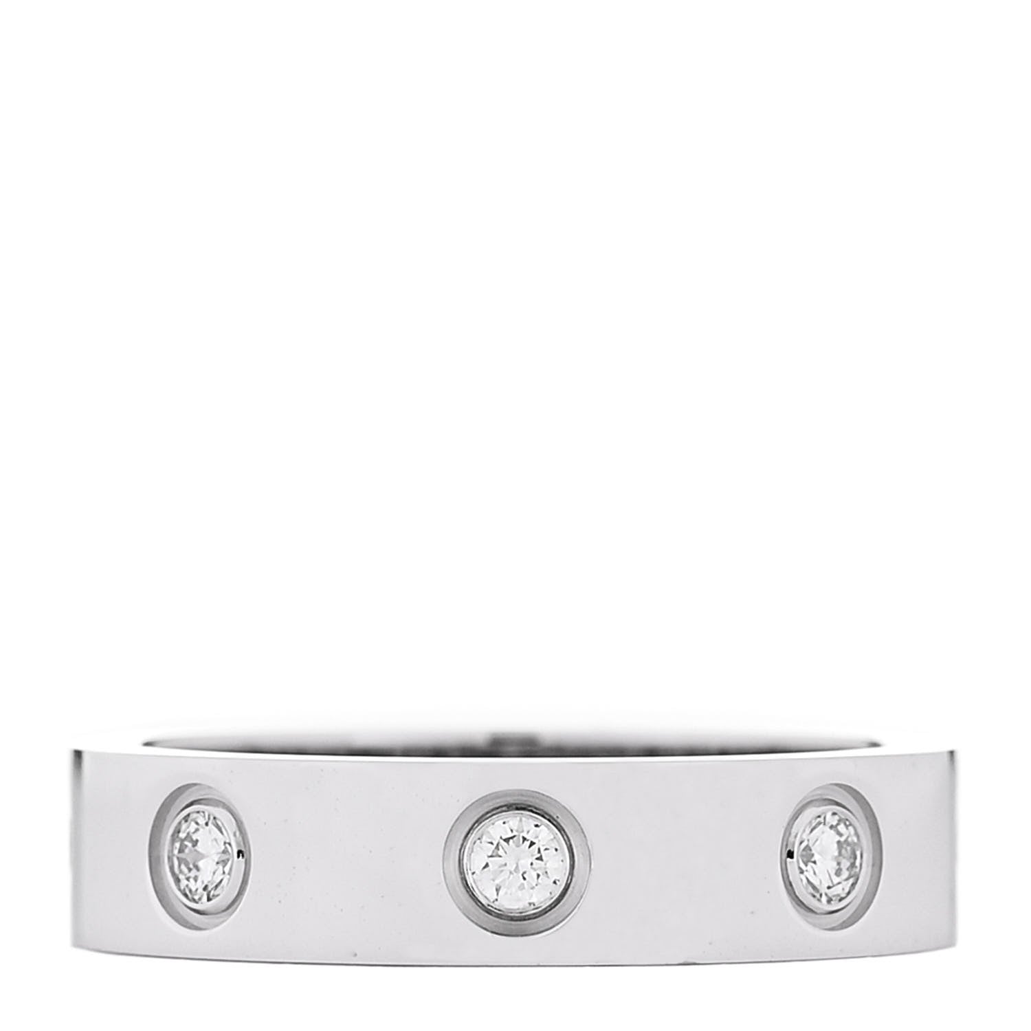 Cartier 18K White Gold 8 Diamond 4mm Wedding Band LOVE Ring 47 4 3 of 4