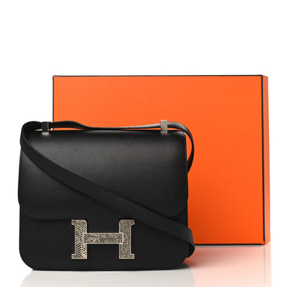 Hermes Madame Calfskin Lizard Constance 24 Black Ombre 10 of 10