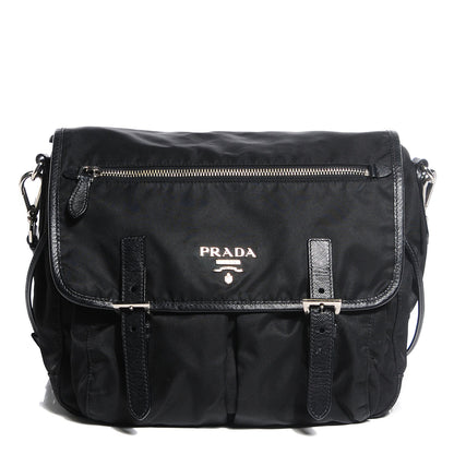 Prada Tessuto Nylon Saffiano Messenger Bag Nero Black 1 of 8