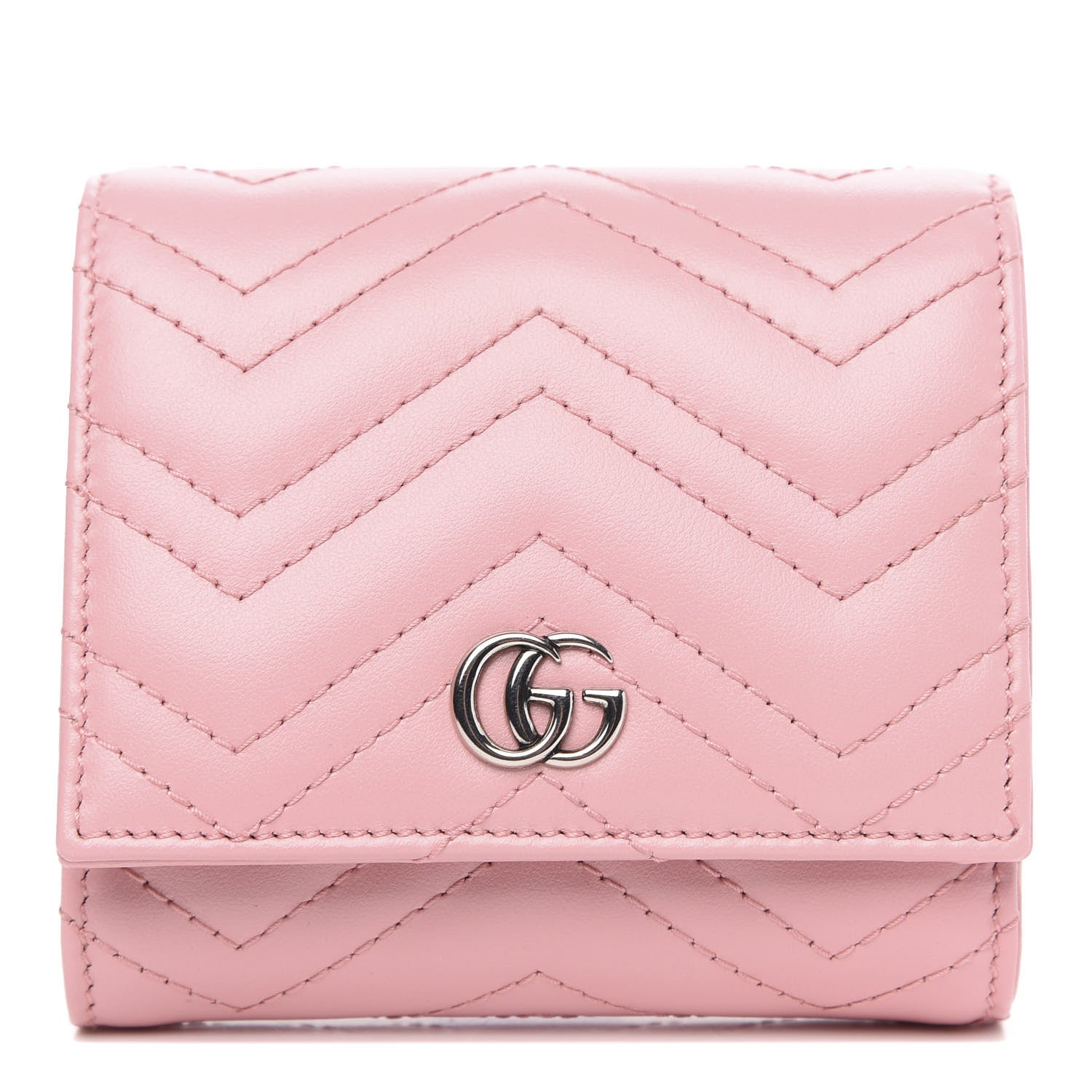 Gucci Calfskin Matelasse GG Marmont Medium Wallet Wild Rose 1 of 7