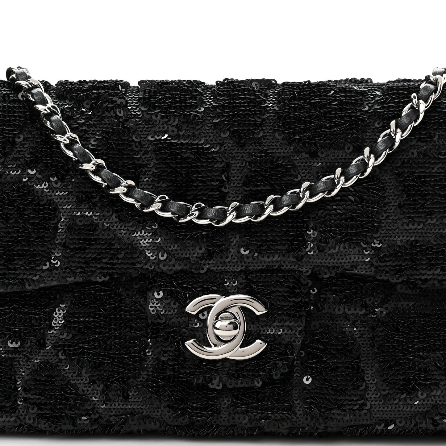 Sequin Single Flap Black
