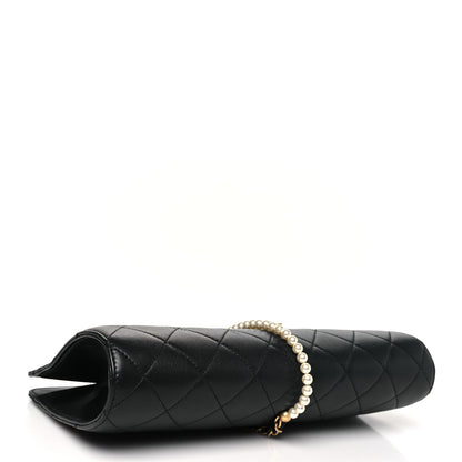 Chanel Lambskin Quilted Pearl Clutch Black 4 of 8