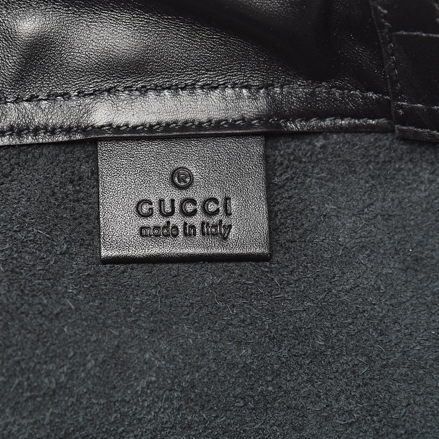 Calfskin Logo Drawstring Backpack Black