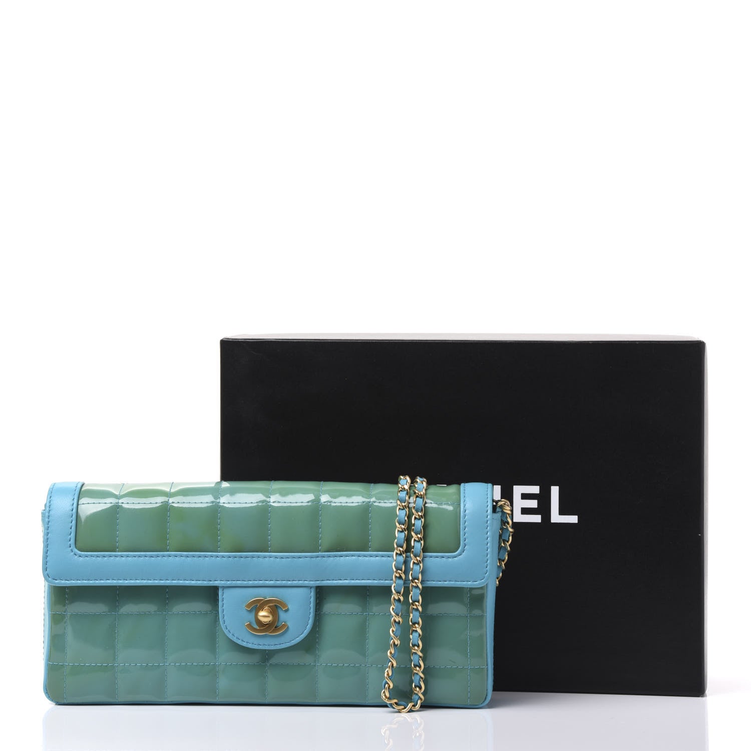 Chanel Patent East West Chocolate Bar Flap Turquoise 11 of 11