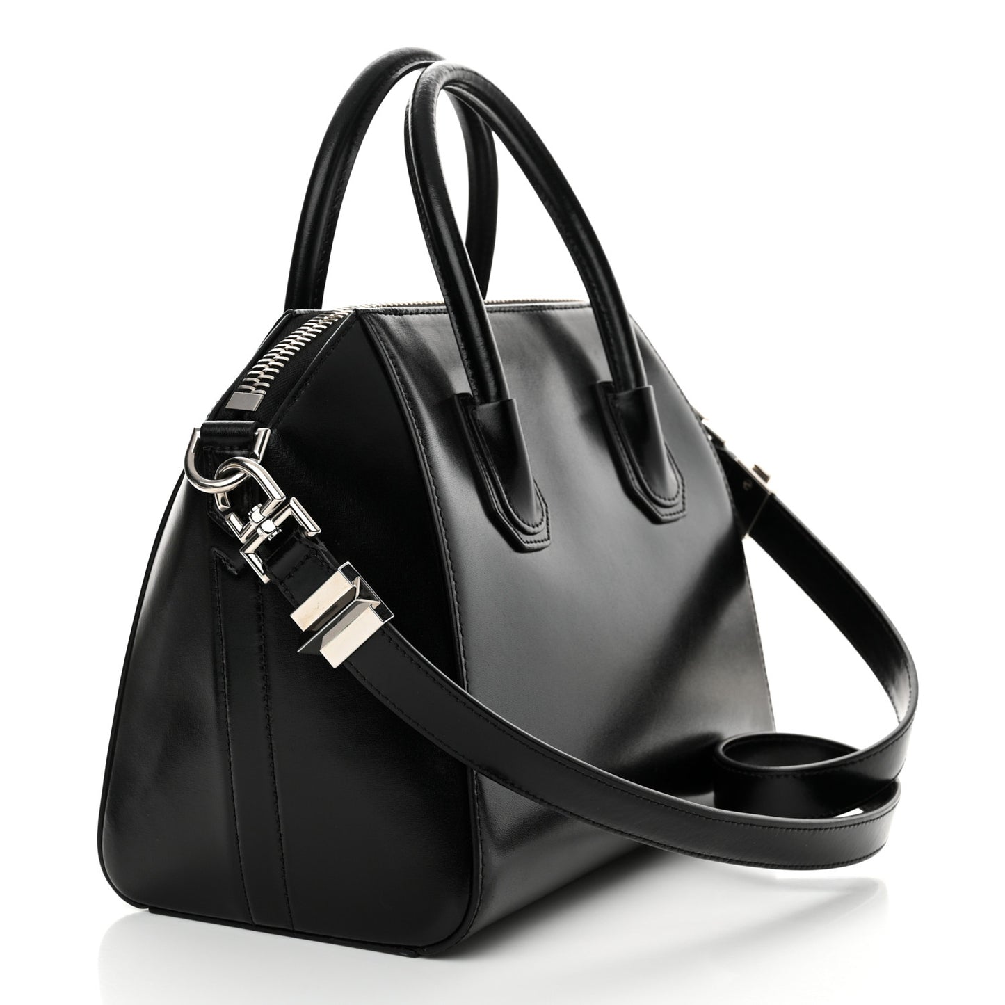 Shiny Lord Calfskin Small Antigona Black