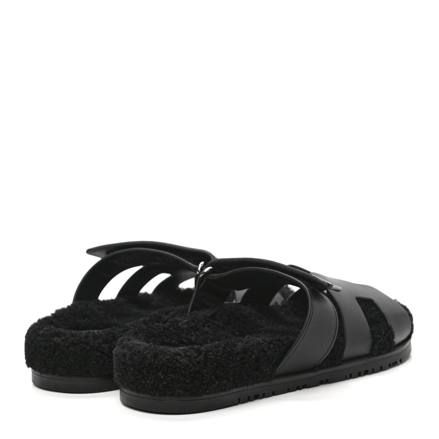Calfskin Woolskin Womens Chypre Sandals 39 Black