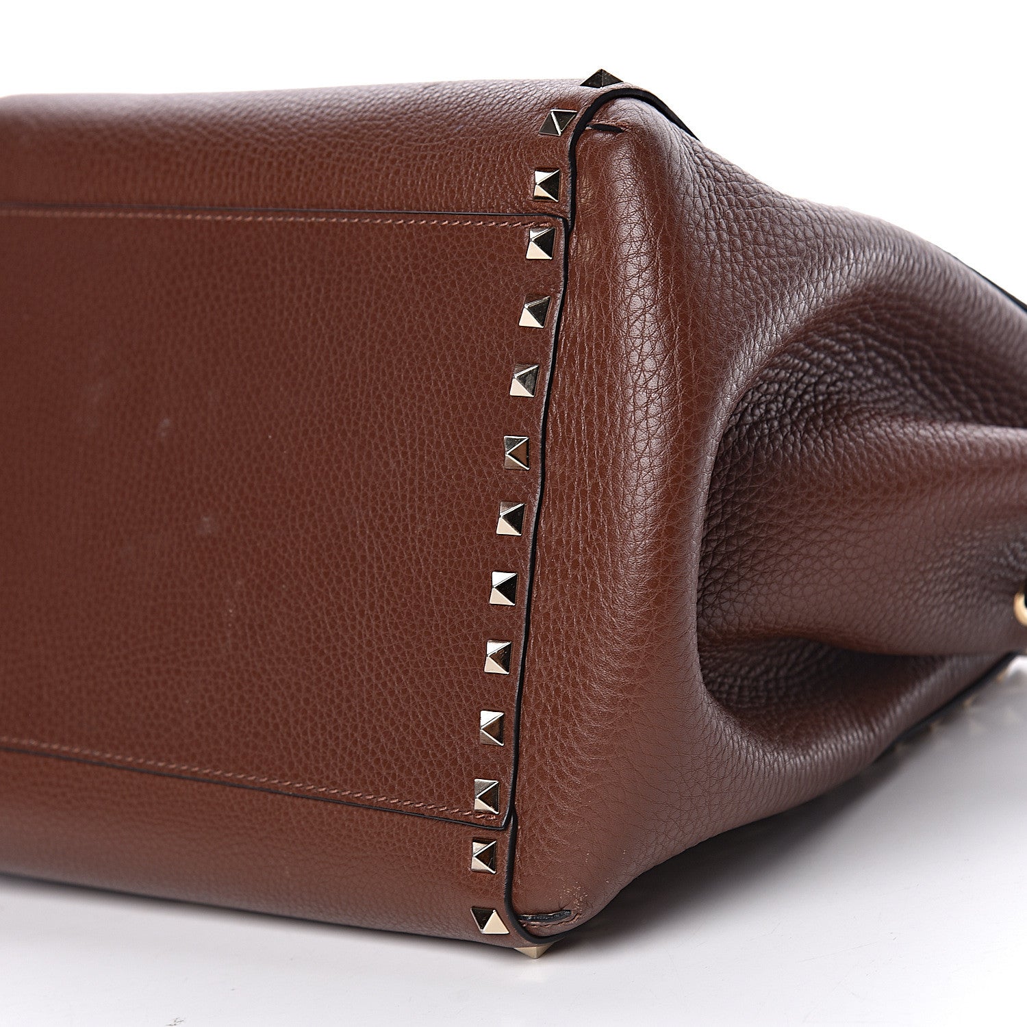 Valentino Garavani Pebbled Calfskin Rockstud Double Handle Cinch Tote Light Brown 11 of 12