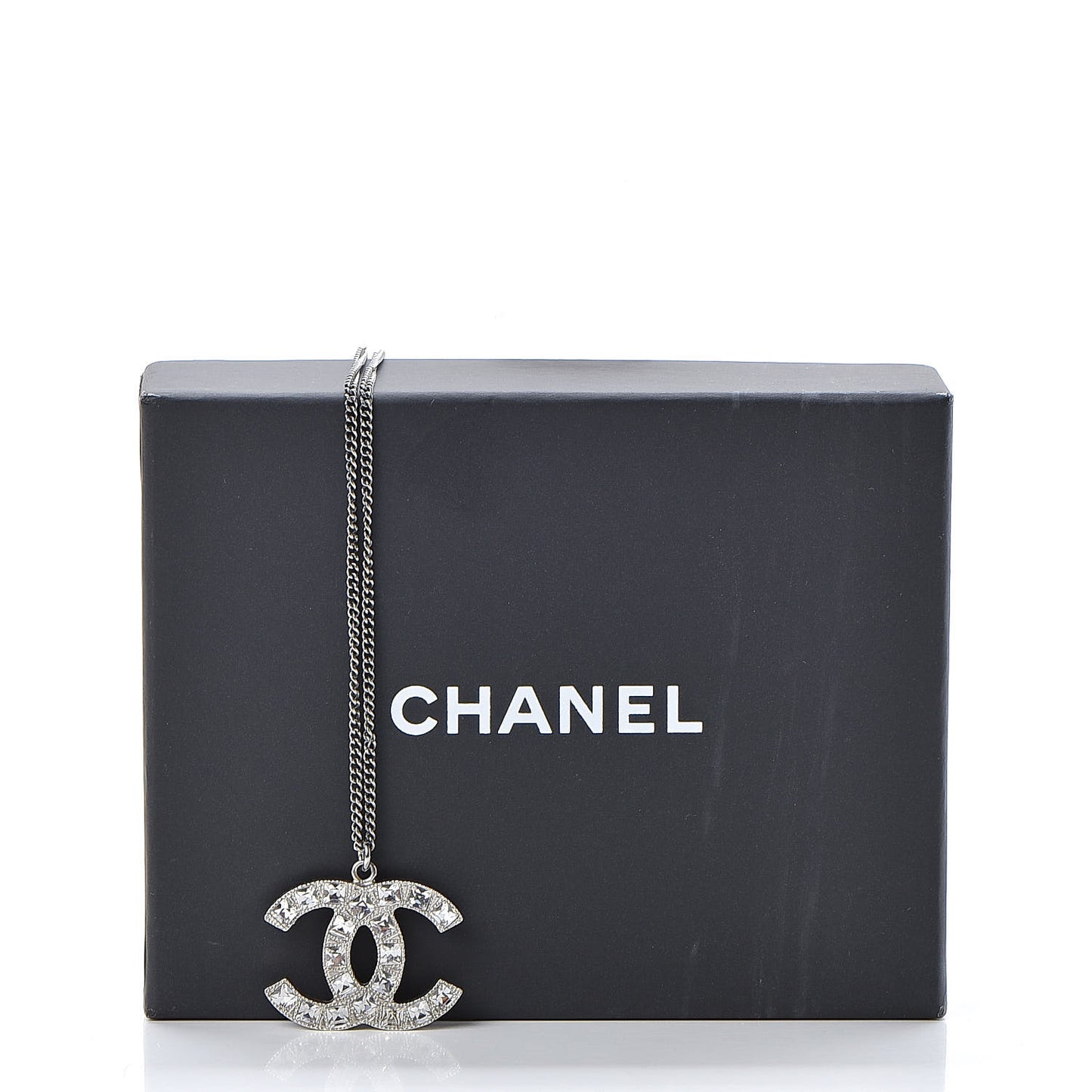 Baguette Crystal CC Necklace Silver