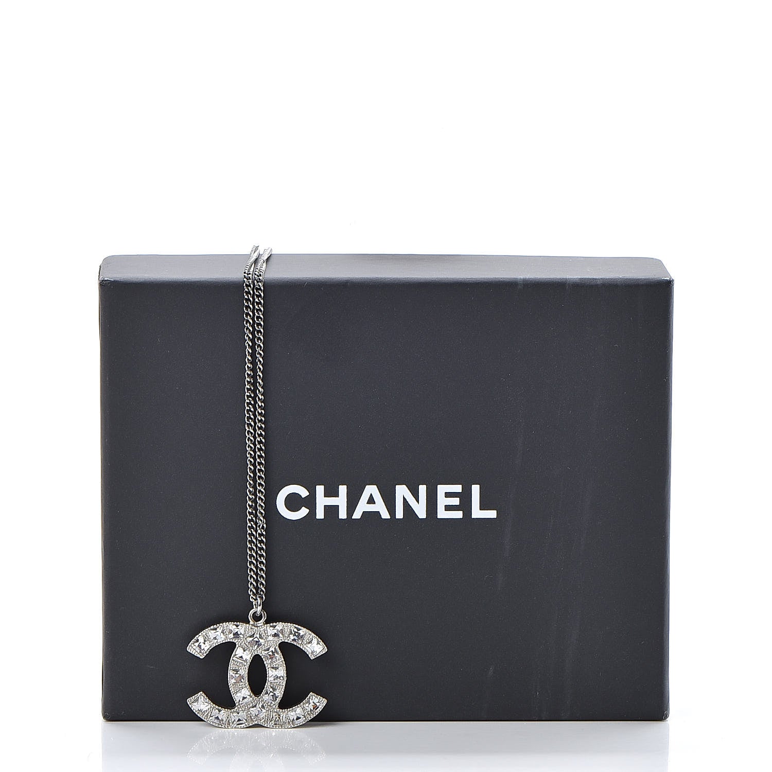 Chanel Baguette Crystal CC Necklace Silver 6 of 6