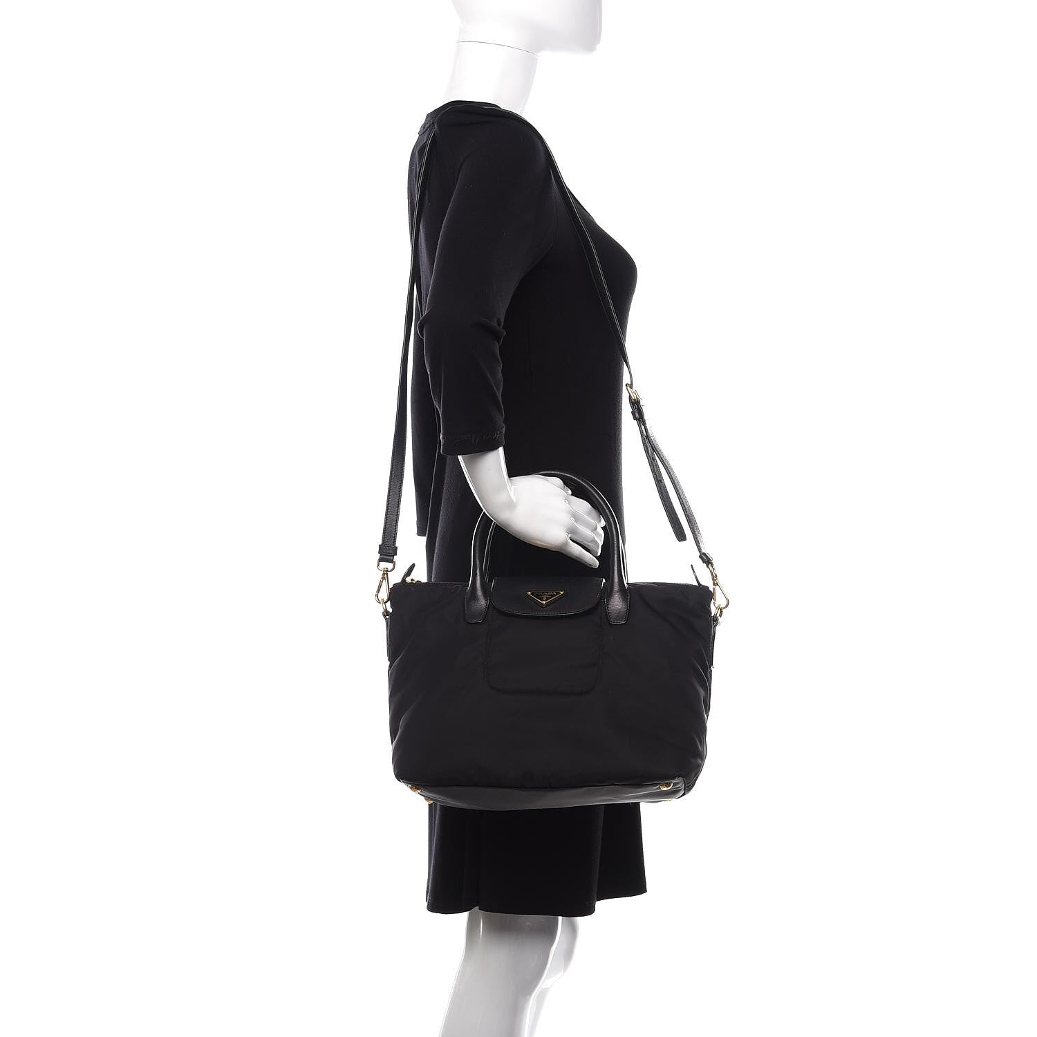 Prada Saffiano Tessuto Nylon Tote Black 2 of 10