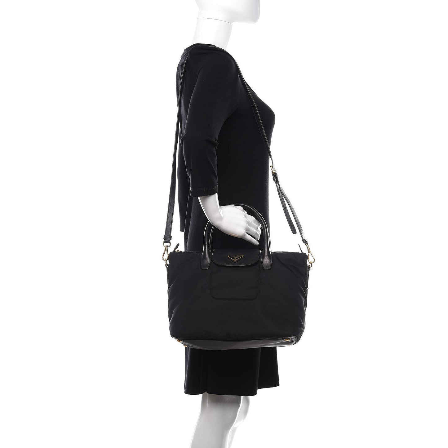 Saffiano Tessuto Nylon Tote Black