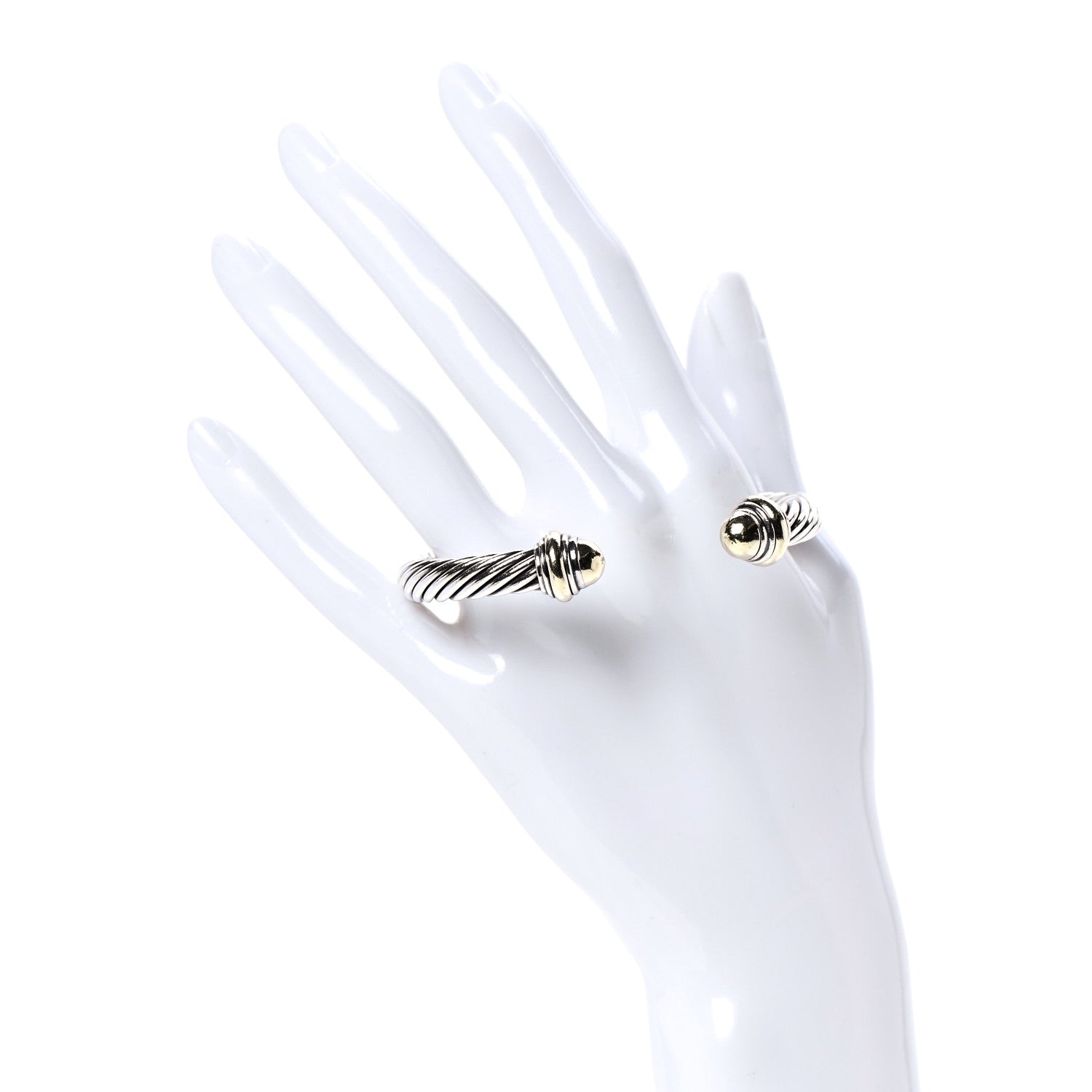 David Yurman Sterling Silver 14K Yellow Gold 7mm Cable Classics Bracelet 2 of 8