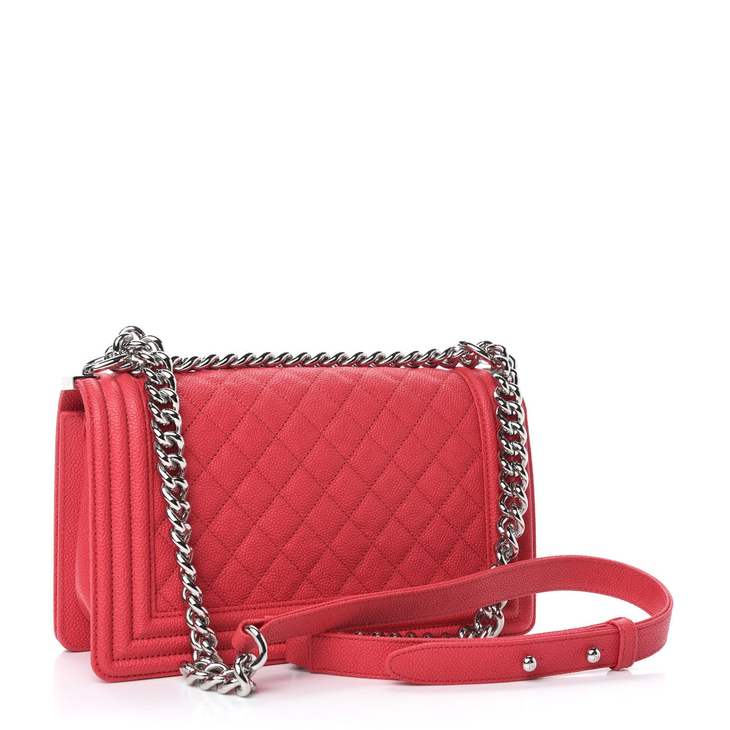 Caviar Quilted Medium Boy Flap Light Red