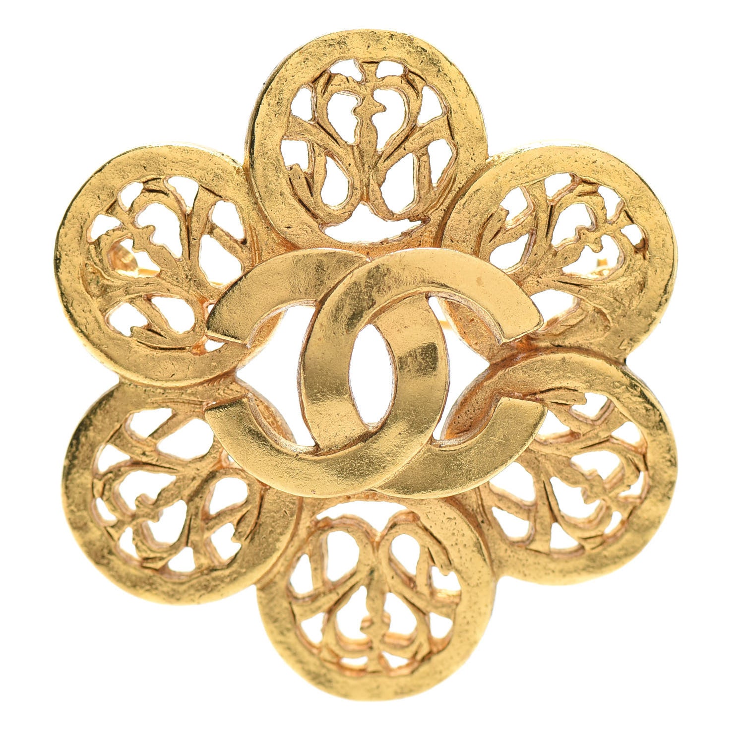 Chanel CC Flower Brooch Gold 1 of 5