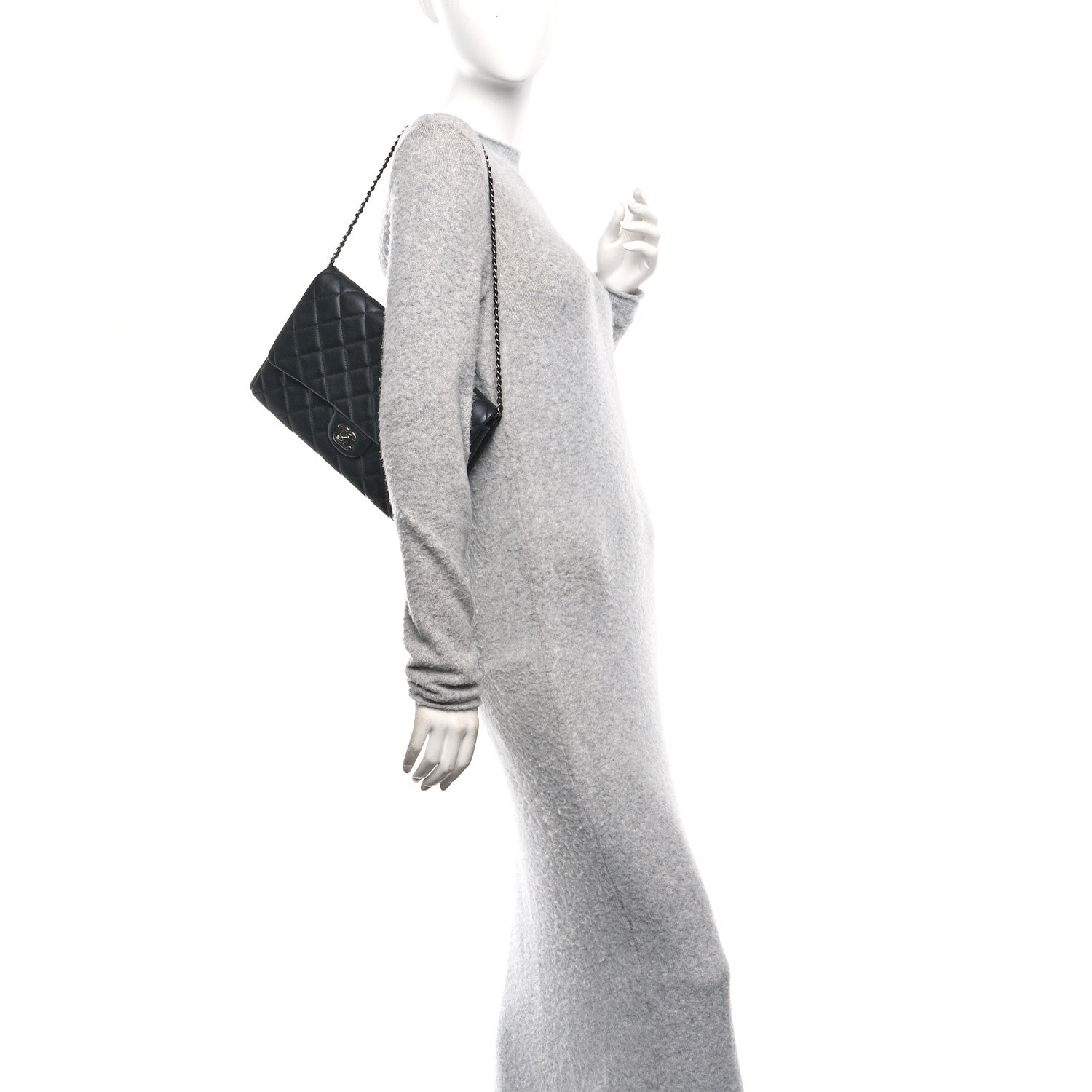 Chanel Lambskin Quilted Clutch With Chain Flap Black 2 of 12