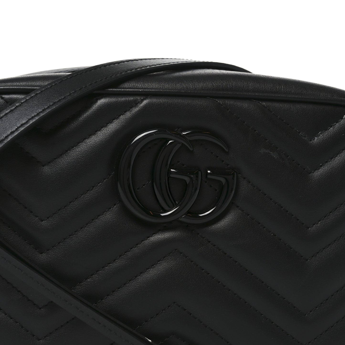 Calfskin Matelasse Monochrome Small GG Marmont Chain Shoulder Bag Black