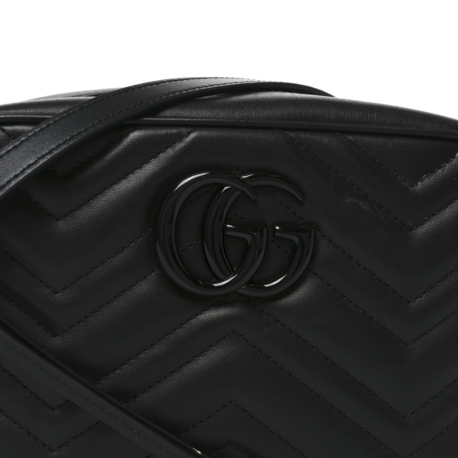 Gucci Calfskin Matelasse Monochrome Small GG Marmont Chain Shoulder Bag Black 8 of 10