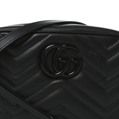 Gucci Calfskin Matelasse Monochrome Small GG Marmont Chain Shoulder Bag Black 8 of 10