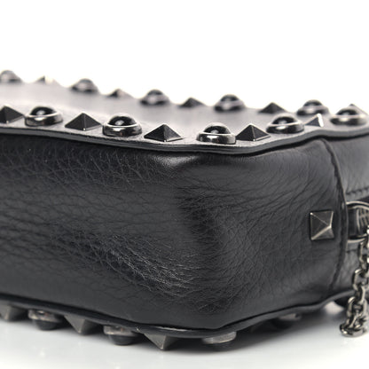 Valentino Garavani Calfskin Small Rockstud Rolling Chain Camera Crossbody Bag Black 7 of 11