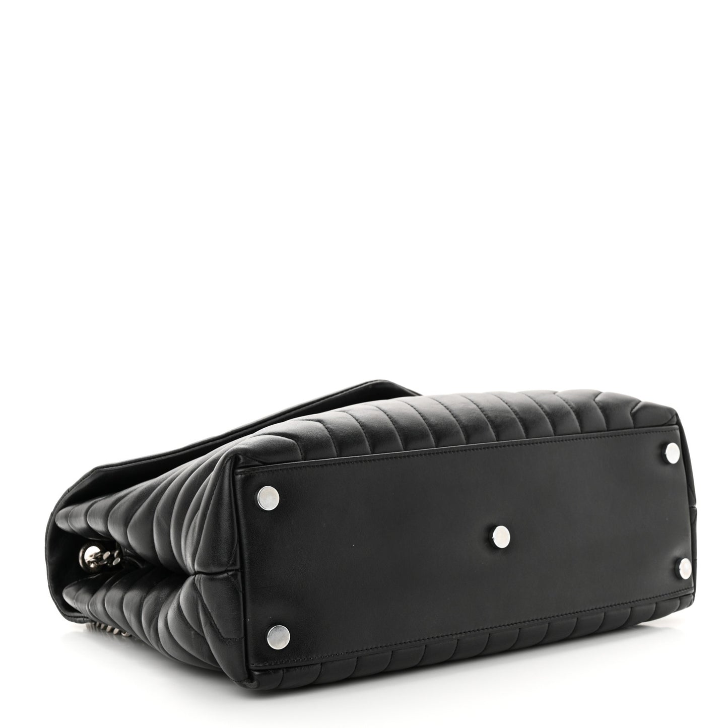 Calfskin Y Quilted Monogram Large Loulou Chain Satchel Black