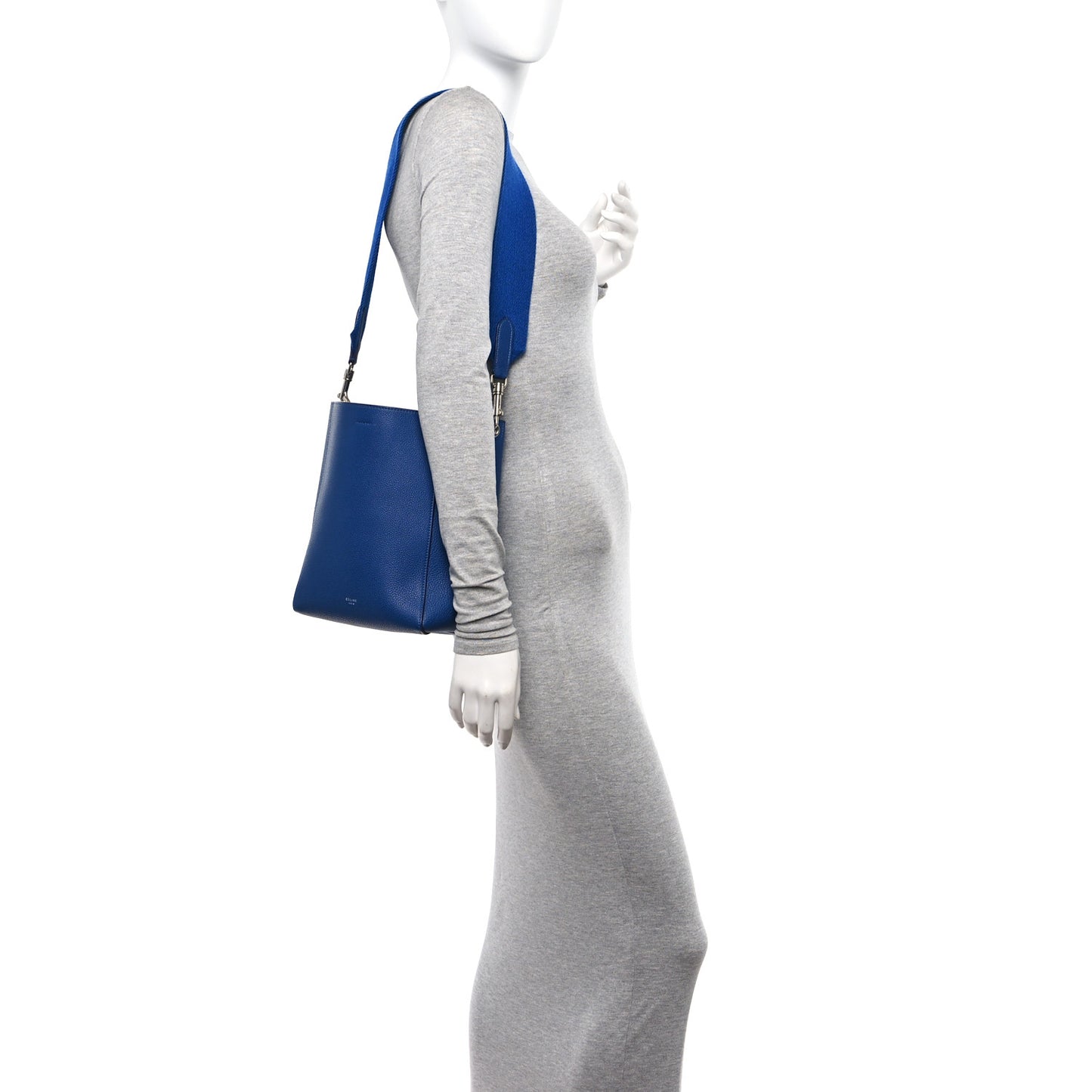 Soft Grained Calfskin Small Sangle Bucket Bag Blue