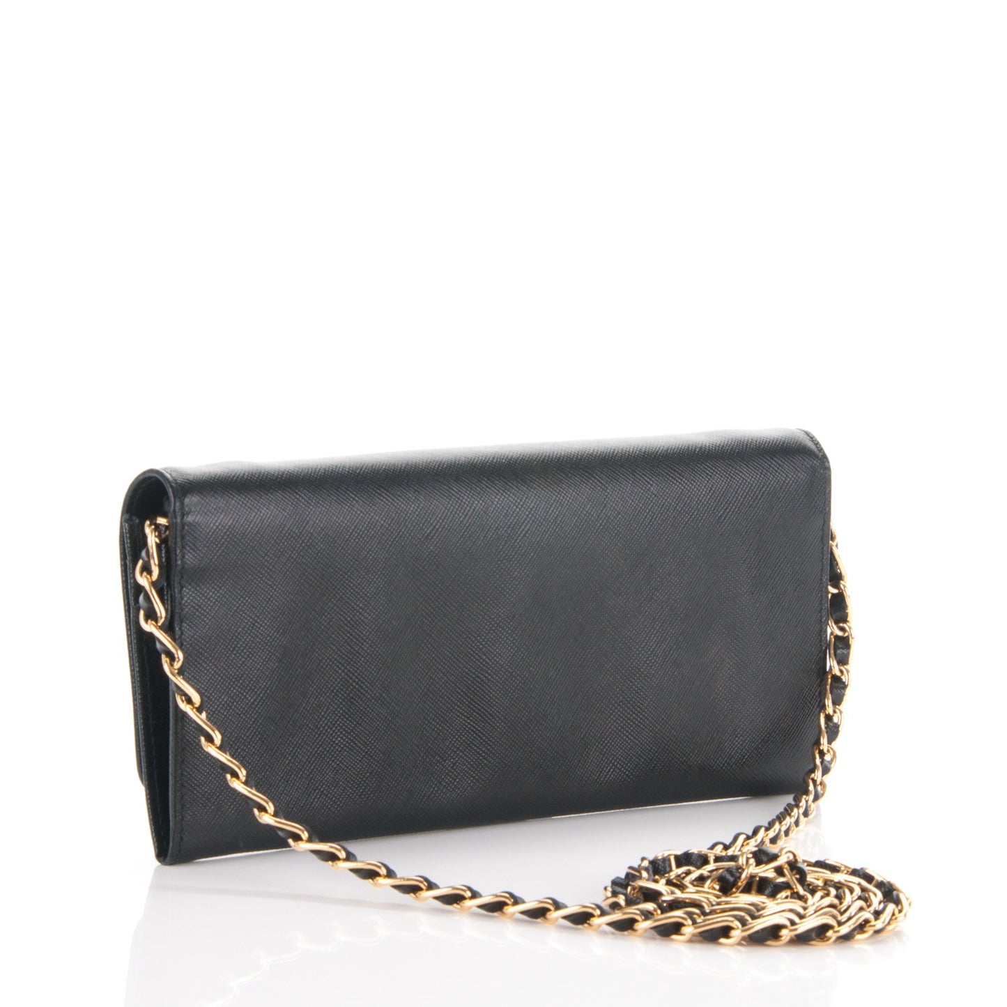 Saffiano Metal Oro Chain Wallet Nero Black